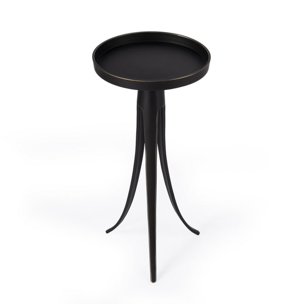 HomeRoots 24" Rustic Black Distressed Aluminum Round End Table - Versatile, Durable, and Stylish Home Accent 488935