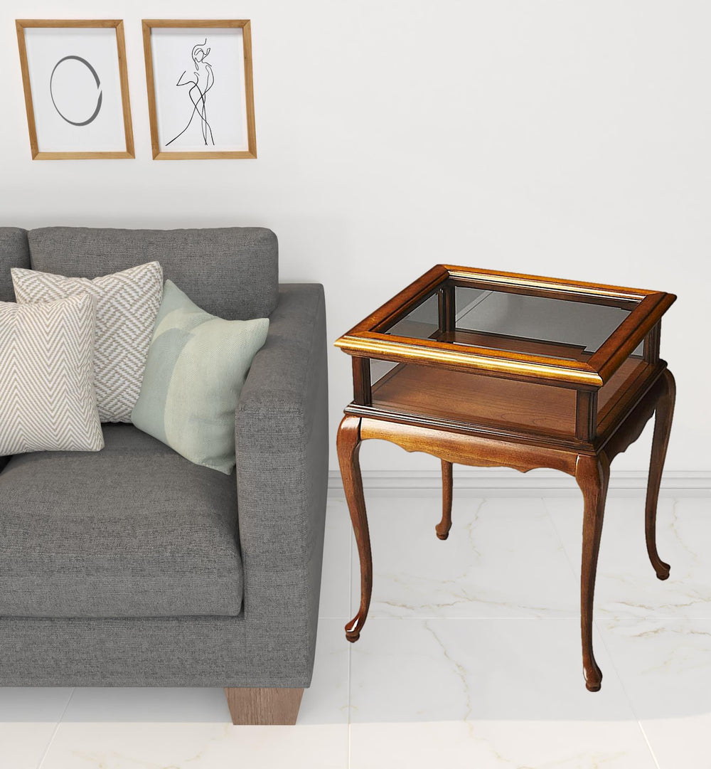 Homeroots 25" Brown And Clear Glass End Table   488941