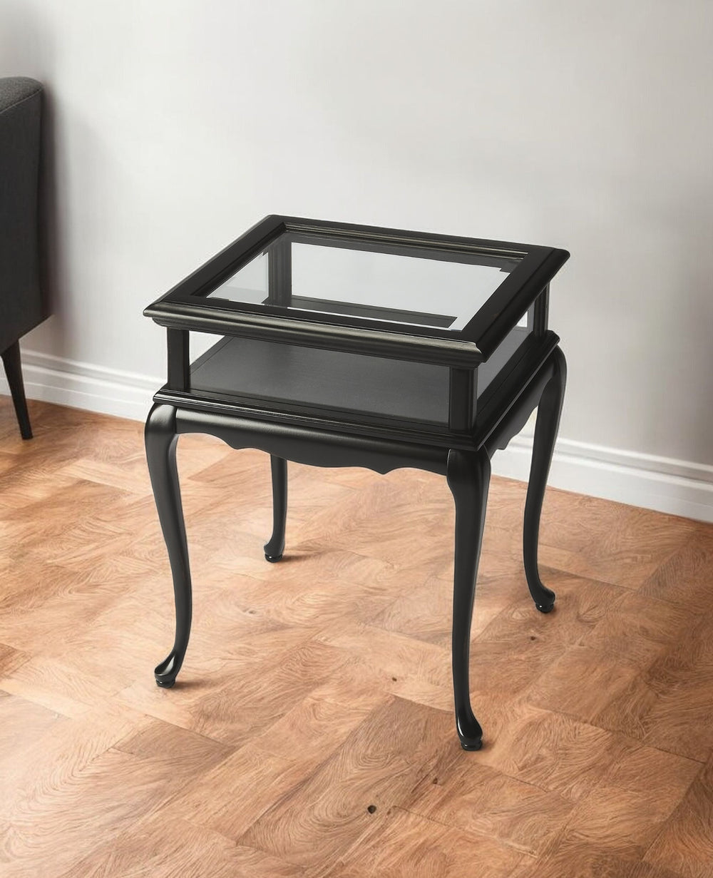 Homeroots 25" Black Glass End Table   488942