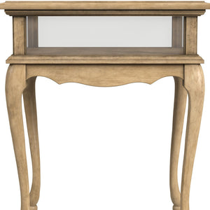 Homeroots 25" Beige Distressed Glass And Solid Wood End Table   488943