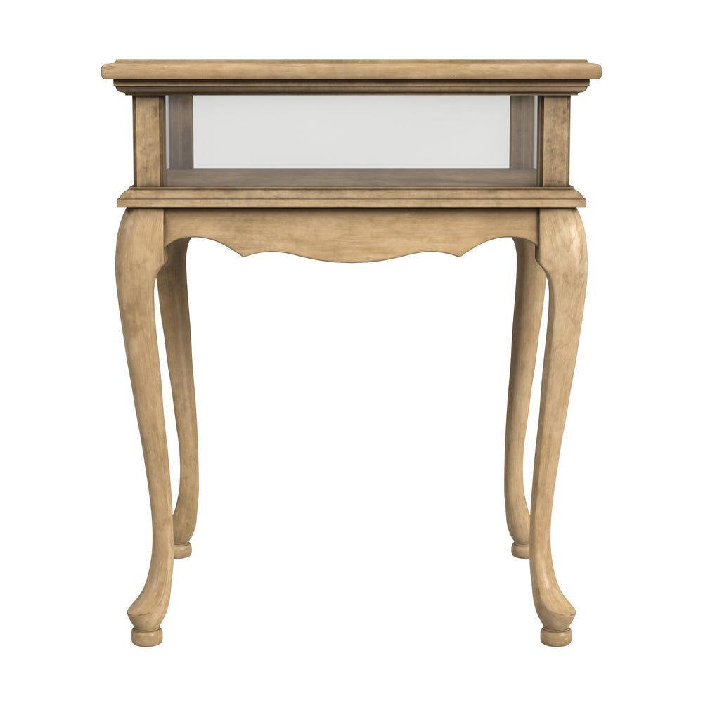 Homeroots 25" Beige Distressed Glass And Solid Wood End Table   488943