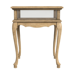 Homeroots 25" Beige Distressed Glass And Solid Wood End Table   488943