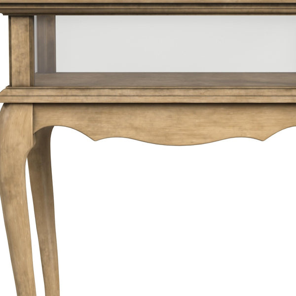 Homeroots 25" Beige Distressed Glass And Solid Wood End Table   488943