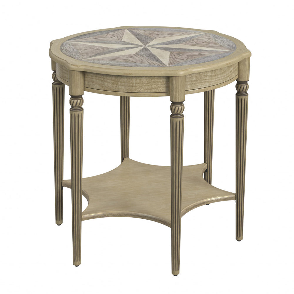Homeroots 28" Beige Manufactured Wood Round End Table With Shelf   488944