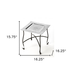 Homeroots 16" Black And Silver Textured Aluminum Square End Table   488948