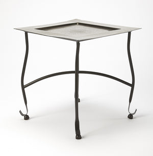 Homeroots 16" Black And Silver Textured Aluminum Square End Table   488948