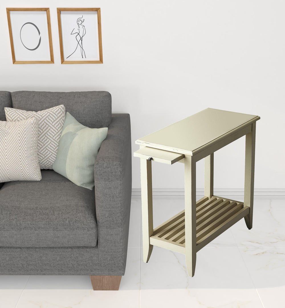 Homeroots 24" White End Table With Shelf   488952