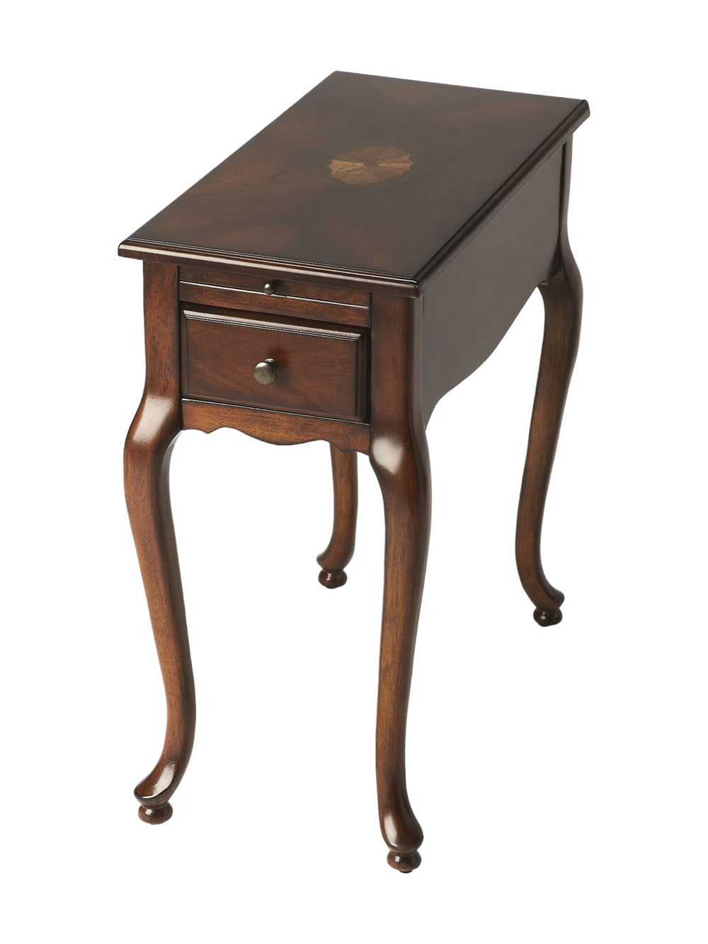 Homeroots 25" Cherry Brown Solid And Manufactured Wood Rectangular End Table With Drawer   488954