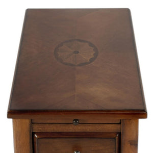 HomeRoots 25" Brown Rectangular End Table with Drawer - Rustic Charm for Living Spaces, Perfect Storage Solution 488955