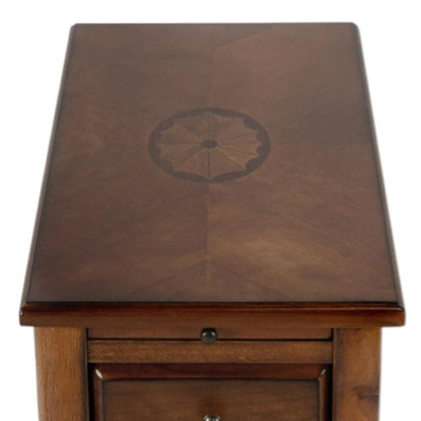 HomeRoots 25" Brown Rectangular End Table with Drawer - Rustic Charm for Living Spaces, Perfect Storage Solution 488955
