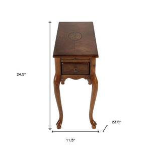 HomeRoots 25" Brown Rectangular End Table with Drawer - Rustic Charm for Living Spaces, Perfect Storage Solution 488955