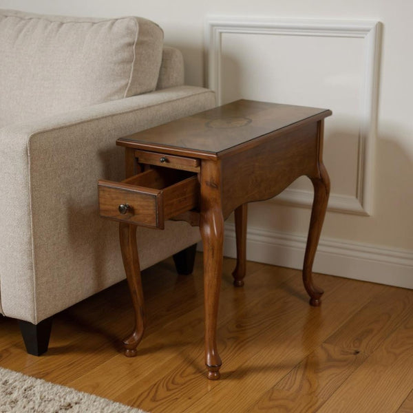HomeRoots 25" Brown Rectangular End Table with Drawer - Rustic Charm for Living Spaces, Perfect Storage Solution 488955