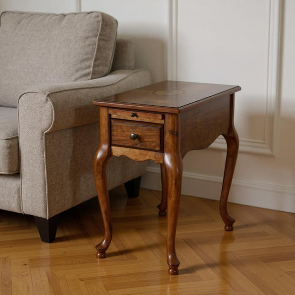 HomeRoots 25" Brown Rectangular End Table with Drawer - Rustic Charm for Living Spaces, Perfect Storage Solution 488955