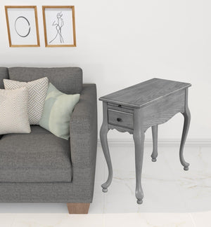 HomeRoots 25" Gray Distressed Rectangular End Table with Drawer – Vintage Charm for Small Spaces & Versatile Use 488956