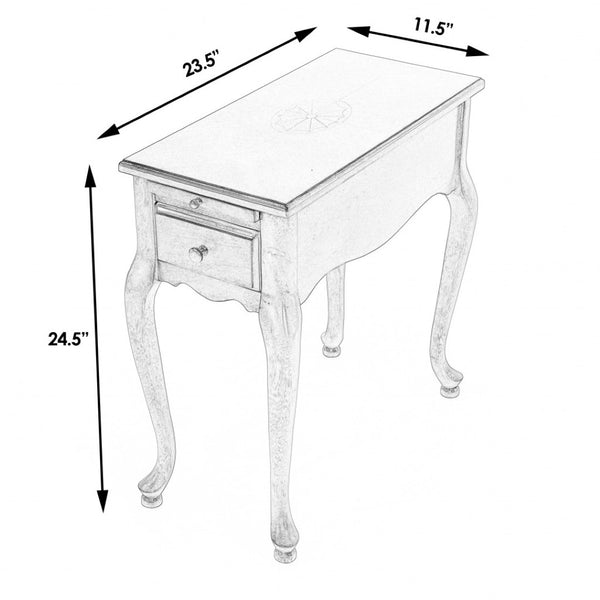 HomeRoots 25" Gray Distressed Rectangular End Table with Drawer – Vintage Charm for Small Spaces & Versatile Use 488956