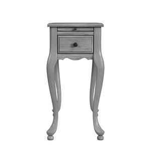 HomeRoots 25" Gray Distressed Rectangular End Table with Drawer – Vintage Charm for Small Spaces & Versatile Use 488956