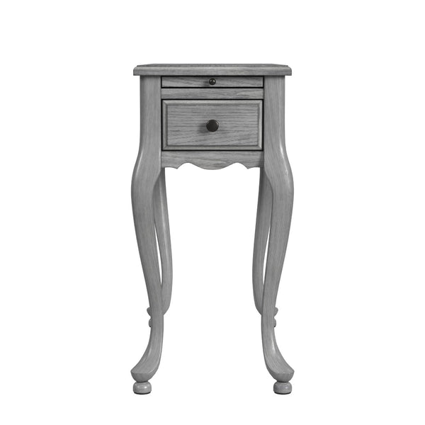 HomeRoots 25" Gray Distressed Rectangular End Table with Drawer – Vintage Charm for Small Spaces & Versatile Use 488956