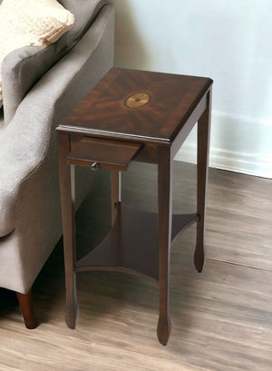Homeroots 25" Dark Brown Manufactured Wood Rectangular End Table With Shelf   488957