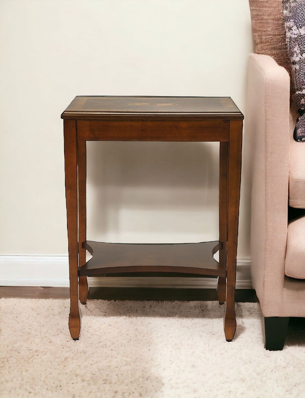 Homeroots 25" Wood Brown End Table With Shelf   488958