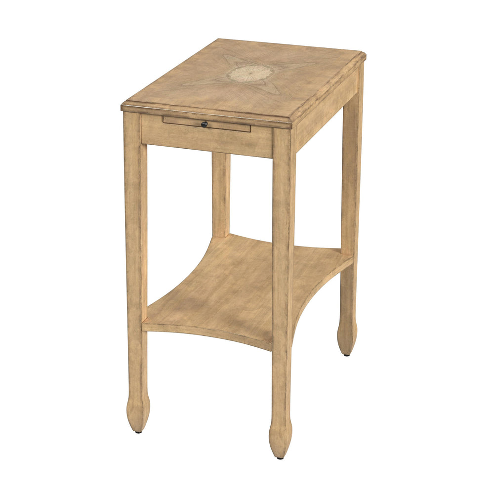 Homeroots 25" Beige Manufactured Wood Rectangular End Table With Shelf   488959
