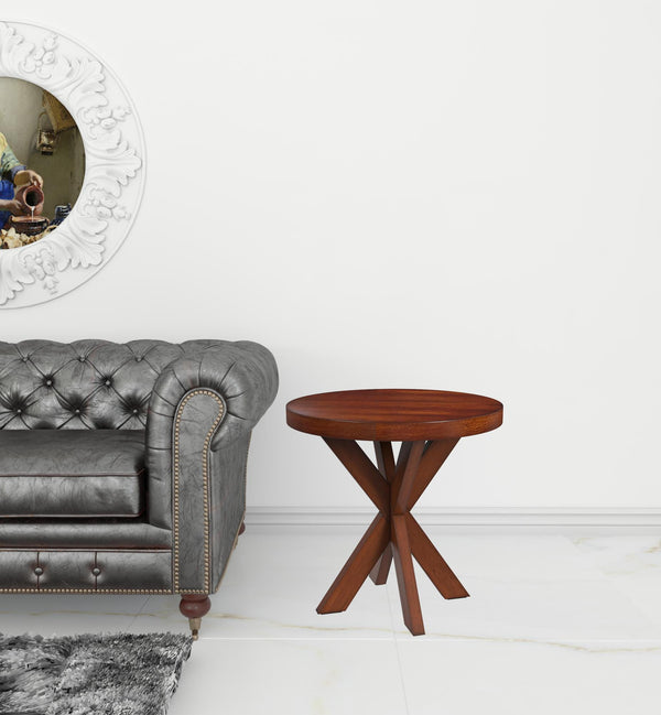 Homeroots 26" Antique Cherry Manufactured Wood Round End Table   488960