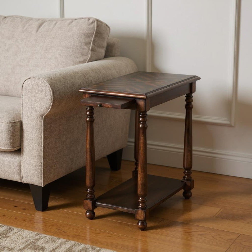 HomeRoots 24" Wood Brown End Table with Vintage Charm, Practical Shelf, Perfect for Small Spaces & Decor 488964