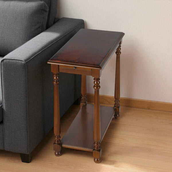 HomeRoots 24" Rustic Brown End Table with Shelf - Vintage-Style Accent for Living Room, Bedroom & More! 488965