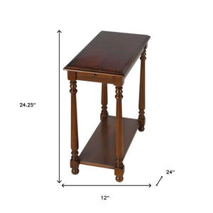 HomeRoots 24" Rustic Brown End Table with Shelf - Vintage-Style Accent for Living Room, Bedroom & More! 488965