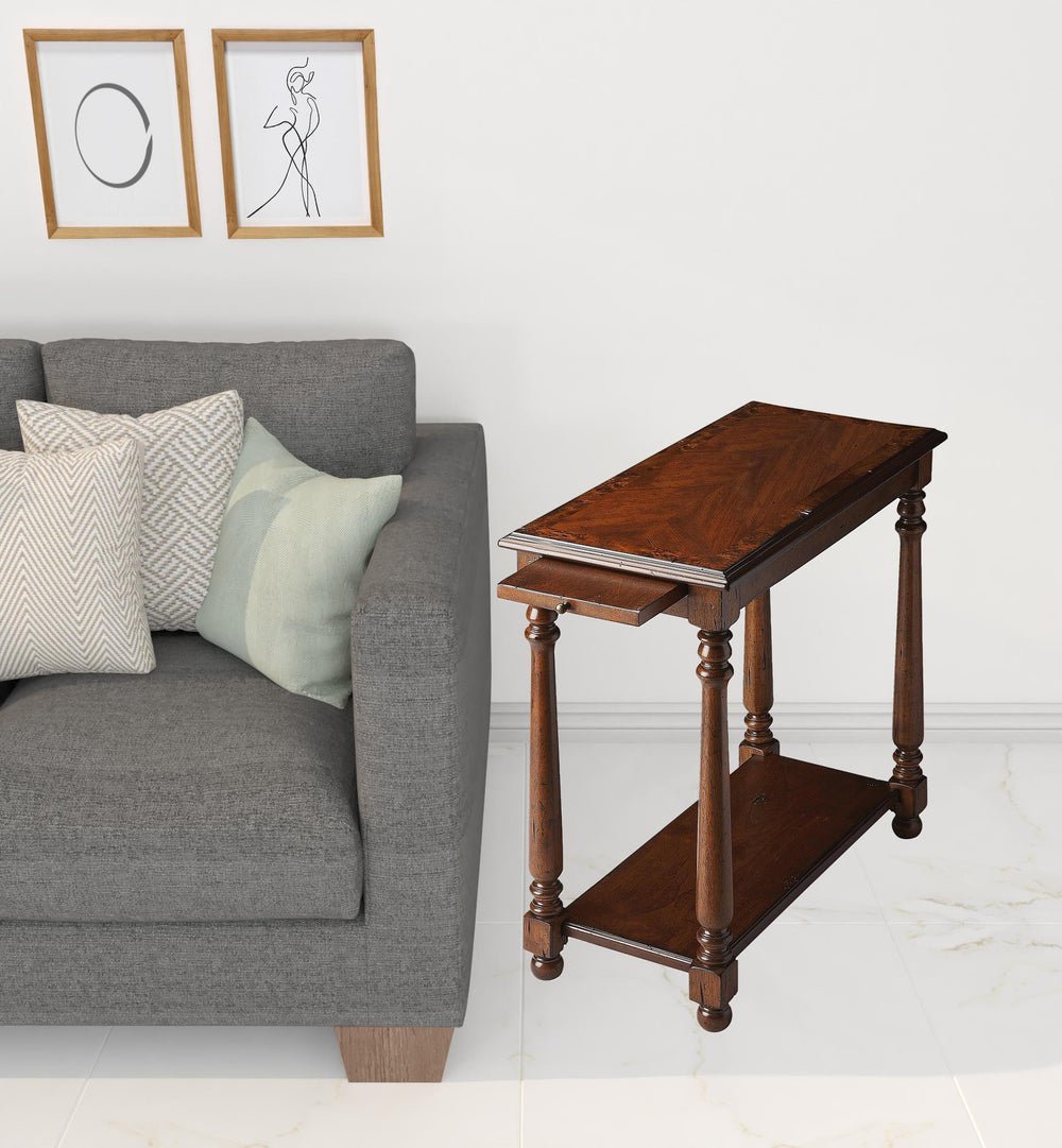 Homeroots 24" Wood Brown End Table With Shelf   488966