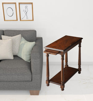 Homeroots 24" Wood Brown End Table With Shelf   488966