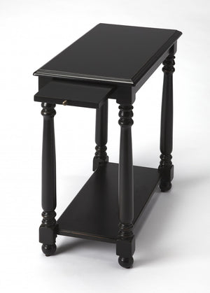 Homeroots 24" Black Distressed Wood And Wood End Table With Shelf   488967