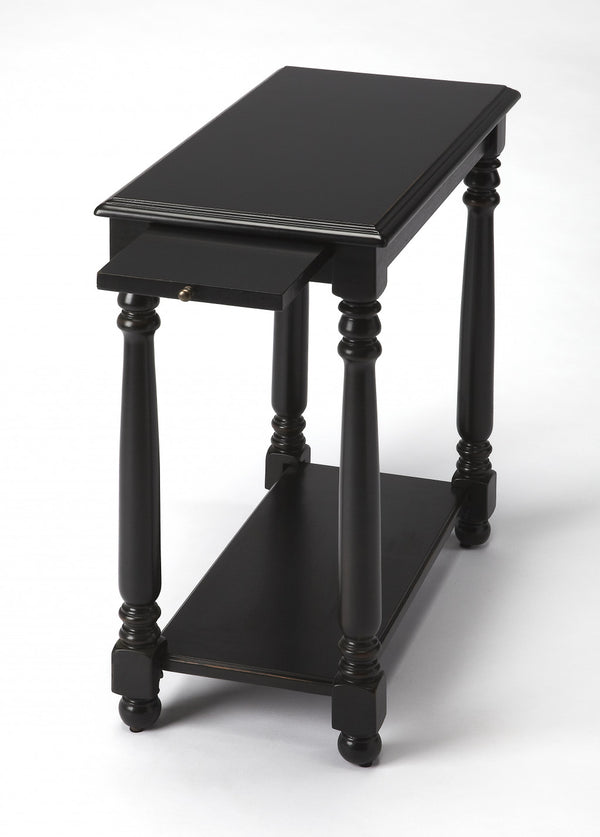 Homeroots 24" Black Distressed Wood And Wood End Table With Shelf   488967
