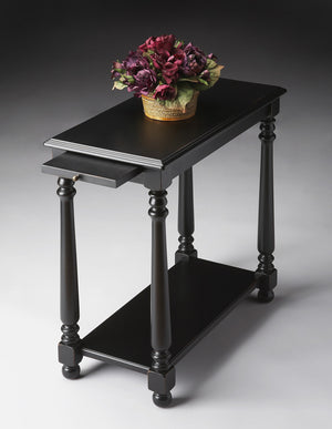 Homeroots 24" Black Distressed Wood And Wood End Table With Shelf   488967