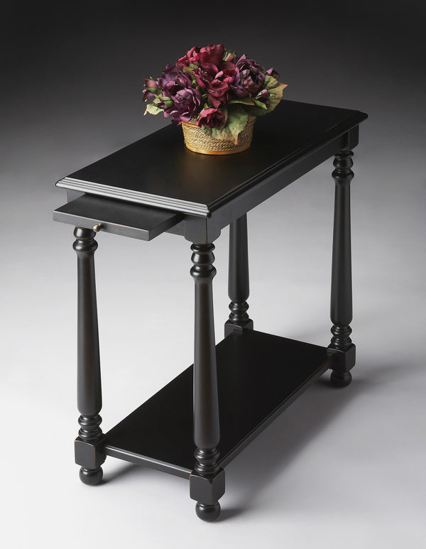 Homeroots 24" Black Distressed Wood And Wood End Table With Shelf   488967