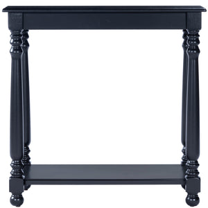 Homeroots 24" Black Distressed Wood And Wood End Table With Shelf   488967
