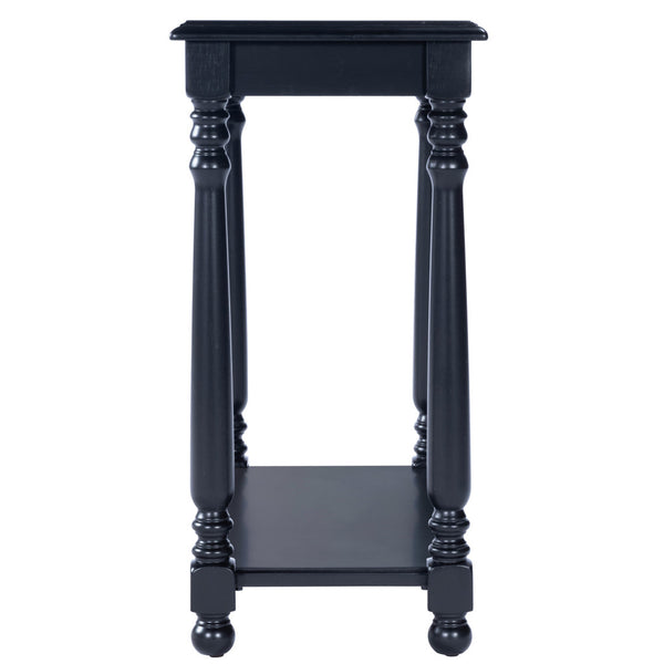 Homeroots 24" Black Distressed Wood And Wood End Table With Shelf   488967