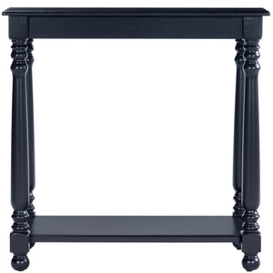 Homeroots 24" Black Distressed Wood And Wood End Table With Shelf   488967