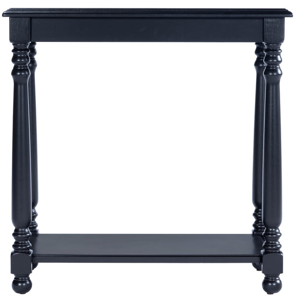 Homeroots 24" Black Distressed Wood And Wood End Table With Shelf   488967