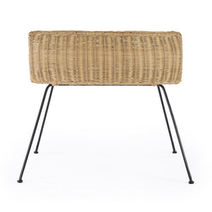 Homeroots 24" Black And Brown Distressed Rattan And Iron Round End Table With Shelf   488975