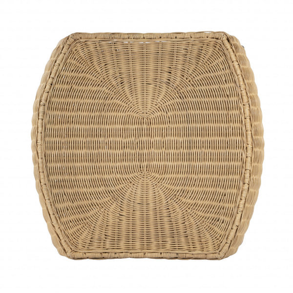 Homeroots 24" Black And Brown Distressed Rattan And Iron Round End Table With Shelf   488975