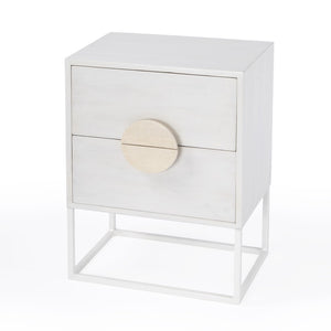 HomeRoots 24" White Wood Nightstand - Stylish Two-Drawer Accent Table for Bedroom & Living Room Decor 488976
