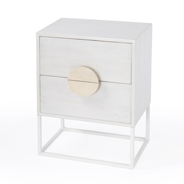 HomeRoots 24" White Wood Nightstand - Stylish Two-Drawer Accent Table for Bedroom & Living Room Decor 488976