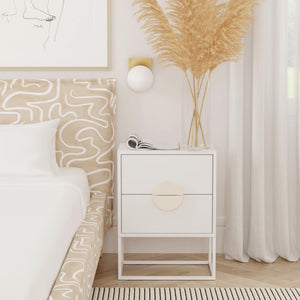 HomeRoots 24" White Wood Nightstand - Stylish Two-Drawer Accent Table for Bedroom & Living Room Decor 488976