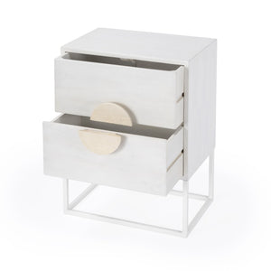HomeRoots 24" White Wood Nightstand - Stylish Two-Drawer Accent Table for Bedroom & Living Room Decor 488976
