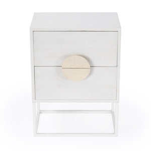 HomeRoots 24" White Wood Nightstand - Stylish Two-Drawer Accent Table for Bedroom & Living Room Decor 488976