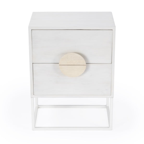HomeRoots 24" White Wood Nightstand - Stylish Two-Drawer Accent Table for Bedroom & Living Room Decor 488976