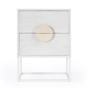 HomeRoots 24" White Wood Nightstand - Stylish Two-Drawer Accent Table for Bedroom & Living Room Decor 488976