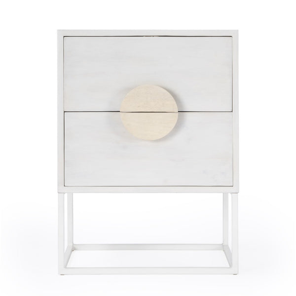 HomeRoots 24" White Wood Nightstand - Stylish Two-Drawer Accent Table for Bedroom & Living Room Decor 488976