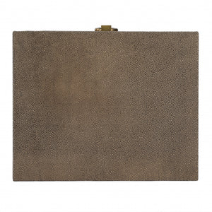 Homeroots 27" Gold And Brown Shagreen Faux Leather End Table With Drawer   488977