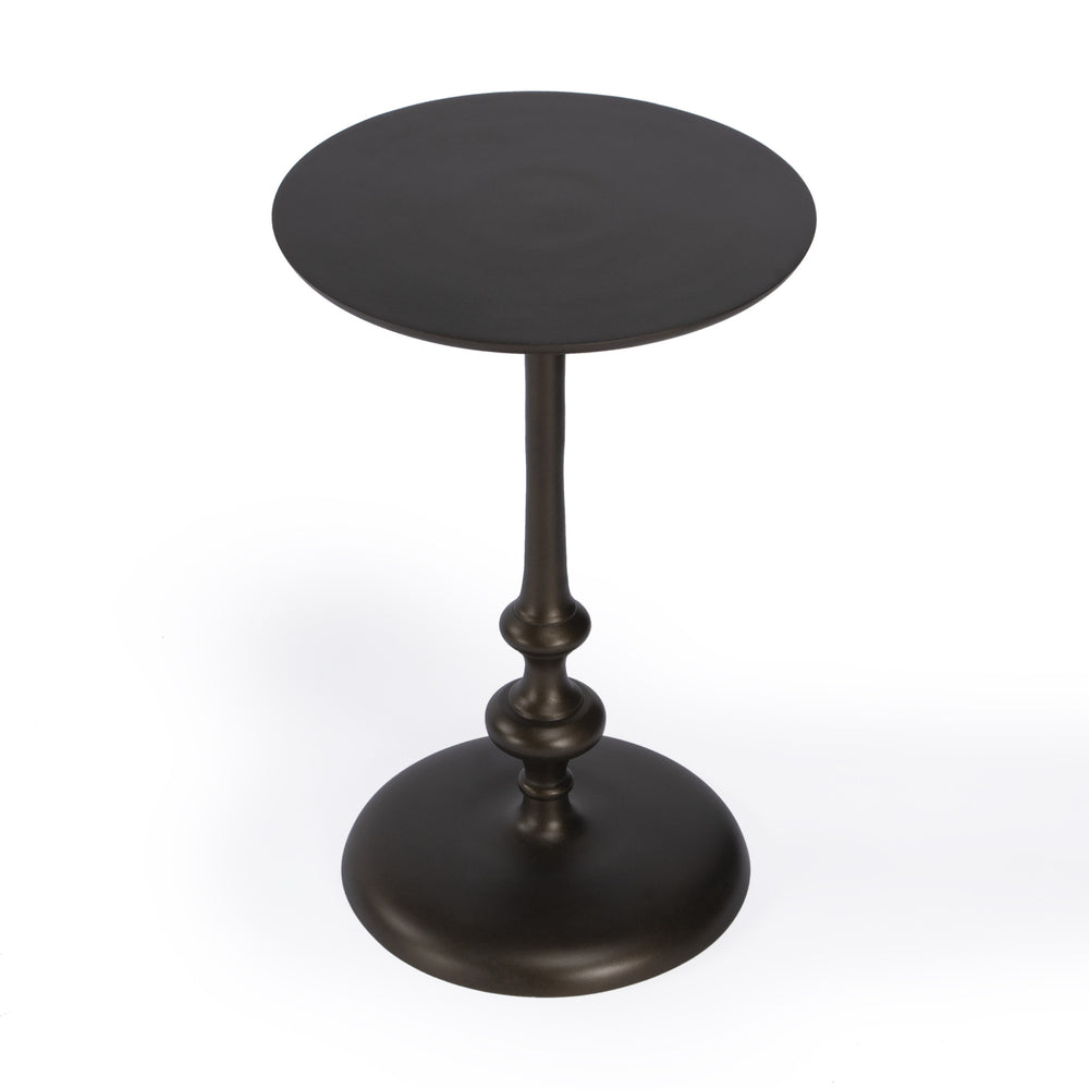 Homeroots 18" Dark Burnished Bronze Aluminum Round Top Pedestal End Table   488978